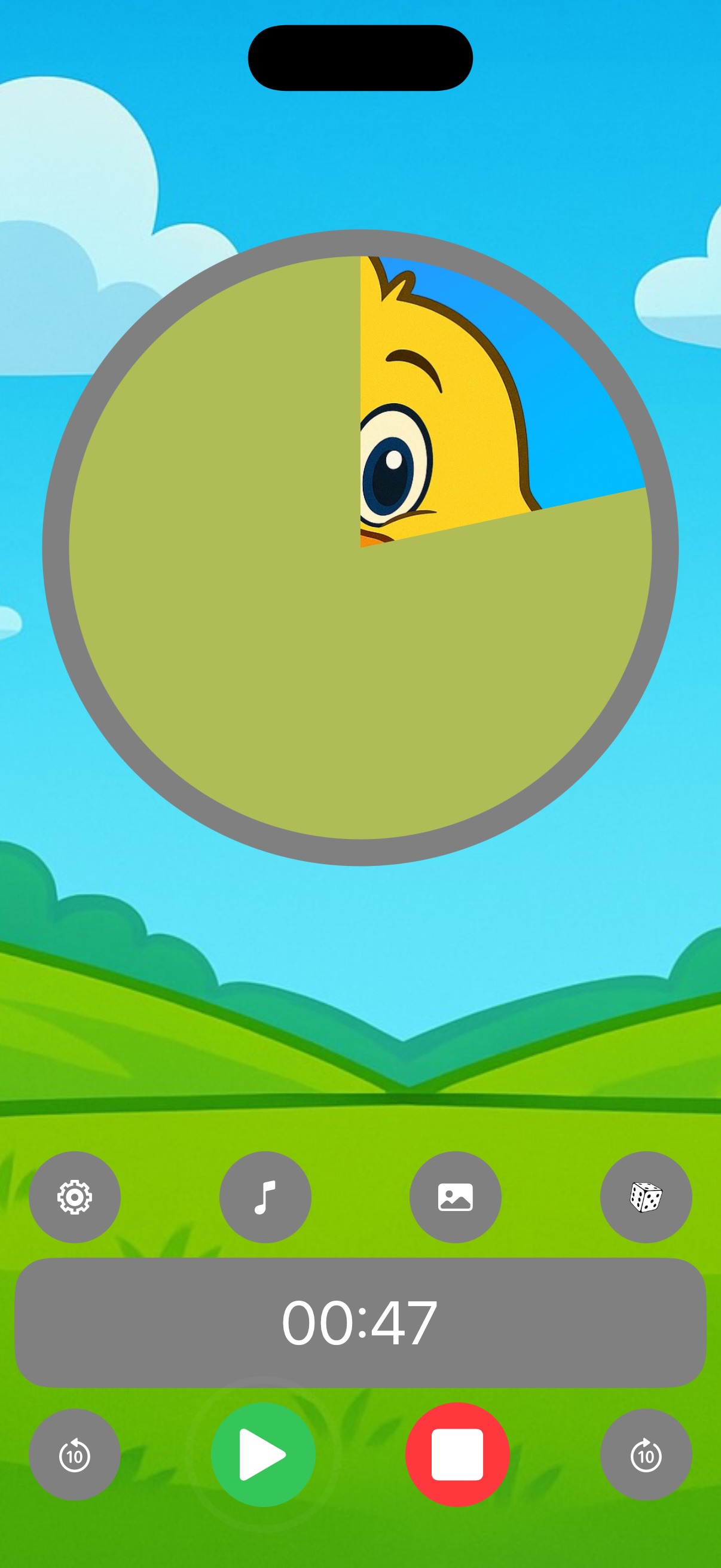 Visual Timer for Kids app screenshot: picture slowly revealed as the countdown runs