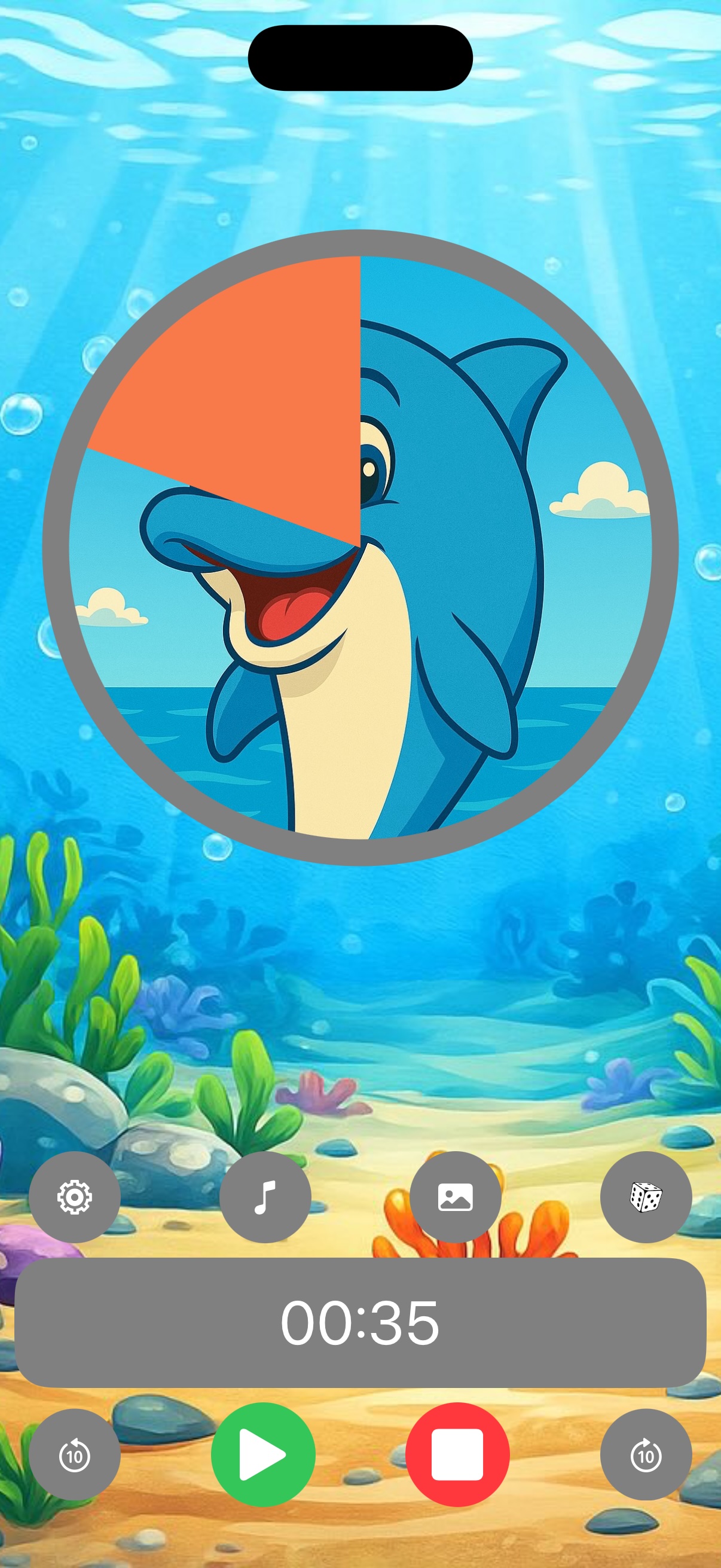 Visual Timer for Kids screenshot: music themes and sound effects for the timer